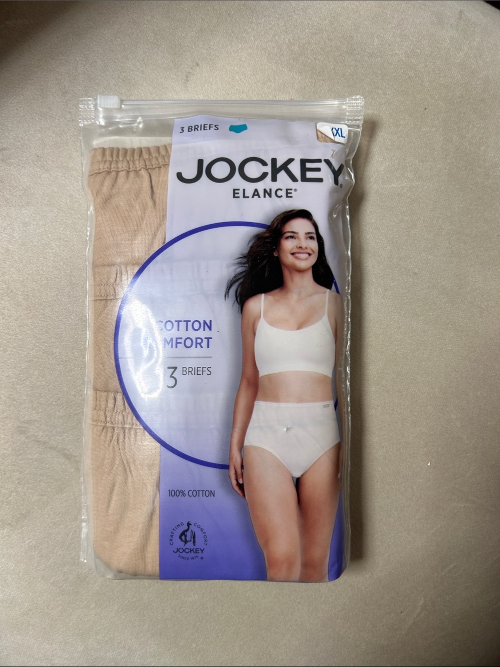 NEW - Size 9 Jockey Women’s Cotton Briefs - Beige (3 Pack)
